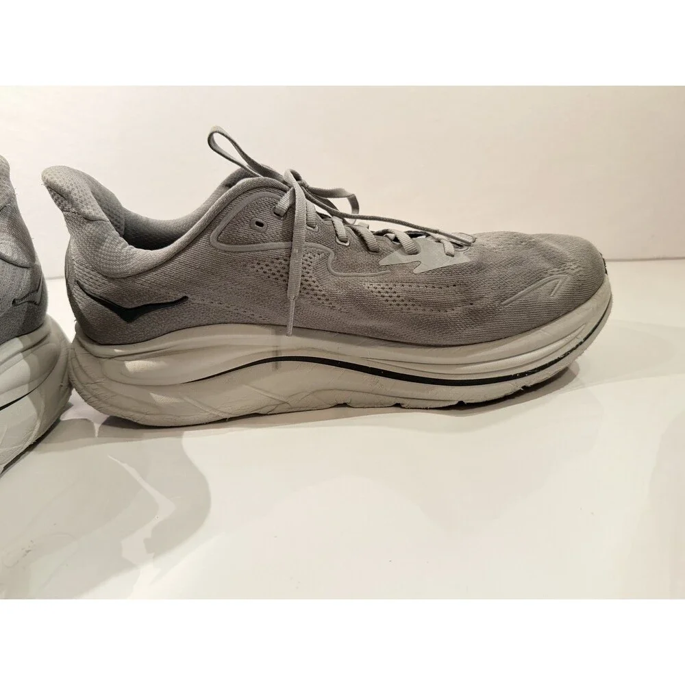 Hoka Clifton 10 Men's Running Shoes Size US 13 M Wide Grey Silver Athletic